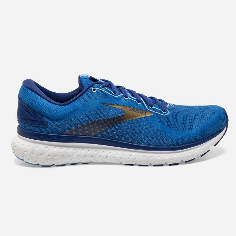 Brooks Men's Glycerin 18 Road Running Shoes Singapore - Blue/Mazarine/Gold (90183-IKMU)